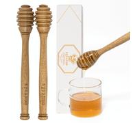 Brazilian Guava Wood Honey Dippers - Durable & Warp-Resistant, Preserves Honey Purity, 2pcs, 6.3 Inch