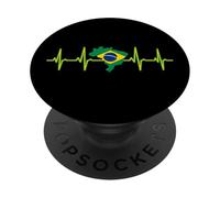 Brazilian Heartbeat Map And Flag Pulse PopSockets Adhesive PopGrip