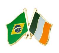 Brazilian & Ireland Irish Brazil Friendship National Flag Metal Enamel Pin Badge - 2.4 x 1.9 cm - Dual Country Lapel Brooch for Jackets, Hats, Backpacks, and Accessories
