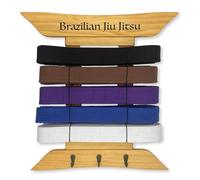 Brazilian Jiu Jitsu Belt Display | BJJ Belt Rack for 5 Belts Plus Medals Hanger | from White to Black Belt | Martial Arts Belt Holder Case | Gifts for Jiu Jitsu Practitioners