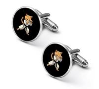 Brazilian Jiu Jitsu Fighting Cat Shirt Cufflinks Round Cuff Links for Business Wedding Party Father's Day Gift 1.7cm