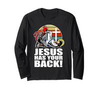 Brazilian Jiu Jitsu Jesus Has Your Back Funny Christian BJJ Long Sleeve T-Shirt