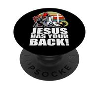Brazilian Jiu Jitsu Jesus Has Your Back Funny Christian BJJ PopSockets Adhesive PopGrip