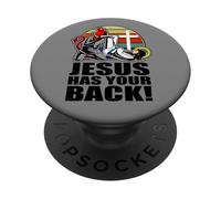 Brazilian Jiu Jitsu Jesus Has Your Back Funny Christian BJJ PopSockets Adhesive PopGrip