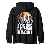 Brazilian Jiu Jitsu Jesus Has Your Back Funny Christian BJJ Zip Hoodie