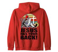 Brazilian Jiu Jitsu Jesus Has Your Back Funny Christian BJJ Zip Hoodie