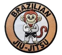 Brazilian Jiu Jitsu Patch Embroidered Iron/Sew-on Badge (3.5 Inch) Grappling Monkey BJJ Kimono Martial Arts Gift Patches