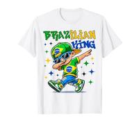 Brazilian King dabbing Brazil Flag Pride for Kids T-Shirt
