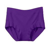 Brazilian Knickers Women's Solid Color High Waist Plus Size Loose Comfortable High Resilience Casual Underwear Comfy Trousers For Women Silk Panties For Women (Purple, XL)