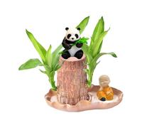 Brazilian Lucky Wood Plant, Mini Brazil Woods Plant Desktop Ornament, Brazilian Wood Potted with Cute Panda Little Person Sign Lucky Tabletop Ornament for Office Living Room Desktop Decor (B)
