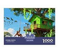 Brazilian Rainforest Cabin Adventure Station Wooden Jigsaw Puzzle Waterproof 1000 Piece Puzzles for Adults Fun Challenging Games