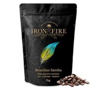Brazilian Samba Whole Beans 1kg - Great Taste 2024 Award-Winning Coffee, Medium-Dark Roast, Smooth & Nutty with Hazelnut & Chocolate Notes - Perfect for Any Brew - IRON & FIRE