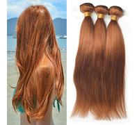 Brazilian Straight Hair 3 Bundles Silky Straight Milk Way #30 Auburn Real Human Hair Weave Weft 18 Inches Remy Hair Extensions