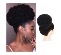 Brazilian Updo Afro Puff Human Hair Bun Chignon Hairpiece Short Drawstring Ponytail Kinky Curly Clip in Non-Remy Hair Ponytail Extensions Elegant or Chic Look(4inch)