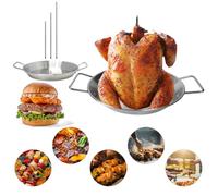 Brazilian Vertical Spit Stand, Stainless Steel Vertical Skewer Grill with 3 Removable Spikes,Vertical Skewer Grill Rack Stand for Whole Chicken Fish Sausage Steak