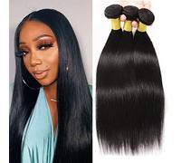 Brazilian Virgin Straight Human Hair 3 Bundles 100% Unprocessed Virgin Straight Human Hair 3 Bundles Grade 9A Natural Color (12 14 16Inch, straight bundles)