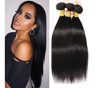 Brazilian Virgin Straight Human Hair 3 Bundles 100% Unprocessed Virgin Straight Human Hair 3 Bundles Grade 9A Natural Color (14 16 18Inch, straight bundles)