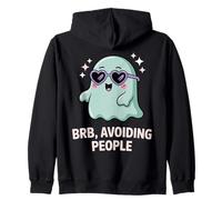 BRB Avoiding People Ghost Expression Zip Hoodie
