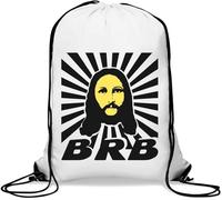 BRB Be Right Back Funny Jesus Graphic Gym Sack Casual Drawstring Bag White