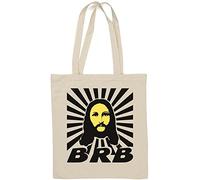BRB Be Right Back Funny Jesus Graphic Natural Cotton Tote Bag White