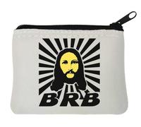 BRB Be Right Back Funny Jesus Graphic Neoprene Coin Purse Pouch 10x11cm White