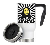 BRB Be Right Back Funny Jesus Graphic Vacuum Insulated Thermal Travel Coffee Mug 480ml White