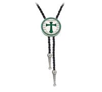 BRBAM Fashionable Round Shape Cross Bolo Tie Exquisite Shield and Multi-colored Cross Necktie for Men, Green, Medium