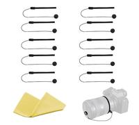 BRBASAP Lens Cap Tether Blackand Microfiber Cleaning Cloth Lens Cap Center Pinch with Lens Cap Leash Holder Prevent Lens Cap Loss SLR Camera Compatible with Most Brands Camera (11 Pack)