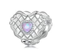 BRBRB French Romantic Tableware DIY Charms - S925 Sterling Silver Compatible with Pandora/Biagi Bracelets Luxury Gifts for Birthdays, Christmas & Anniversaries(Heart-shaped cake beads)