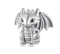 BRBRB S925 Sterling Silver 3D Dragon Charm Bead | Compatible with Pandora, Biagi, Troll & Chamilia | Unique Textured DIY Jewelry Accessory | Gift Box & Polishing Cloth