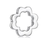 BRBRB S925 Sterling Silver DIY Charm Beads Set - Heart, Paw, Star & Clover Charms with Adjustable Bracelet | Compatible with Pandora, Biagi, Troll & Chamilia(Four-leaf clover BSC1138)