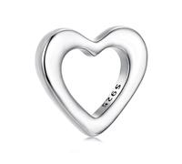BRBRB S925 Sterling Silver DIY Charm Beads Set - Heart, Paw, Star & Clover Charms with Adjustable Bracelet | Compatible with Pandora, Biagi, Troll & Chamilia(Heart BSC1137)