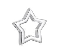 BRBRB S925 Sterling Silver DIY Charm Beads Set - Heart, Paw, Star & Clover Charms with Adjustable Bracelet | Compatible with Pandora, Biagi, Troll & Chamilia(Star BSC1140)