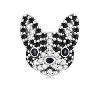 BRBRB S925 Sterling Silver Dog Beads Charms (Golden Retriever/Dachshund/Boston Terrier) with Black Gold Plating & Zircon Stones | Compatible with Pandora, Biagi, Troll & Chamilia Bracelets(SCC3111)