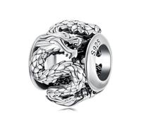 BRBRB S925 Sterling Silver Dragon & Phoenix Charms - Chinese Mythology DIY Beads Compatible with Pandora, Biagi, Troll & Chamilia | Hypoallergenic Cultural Jewelry Making(SCC3079)