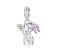 BRBRB S925 Sterling Silver Firework Castle Charm Pendant - Compatible with Pandora/Chamilia/Troll Bracelets - DIY Jewelry Bead for Necklace, Keychain, Gifts