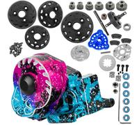 BRCatWPark Aluminum Gearbox Transmission Case w/Spur Gear Upgrades Part for 1/10 Slash/Rustler/Stampede/Bandit 2WD (VXL) Drag Slash/Bigfoot,RC Gearbox Hops Up,Replace #9495,Colorful(Pink Blue Tone)