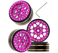 BRCatWPark RC 1.3 Beadlock Wheel Rims for 1/18 TRX4M 1/24 SCX24 RC Crawler Car,4pcs RC 1.3 in Brass Rims & Aluminum Beadlock,RC Truck Rims,Pink