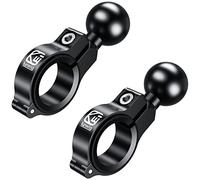 BRCOVAN 2 Pack, Aluminum Alloy Handlebar Mount Base with 1'' TPU Ball for Round Rail Diameter 0.5'' 0.87'' 1'' 1.125'' 1.26'', Compatible with RAM Mounts B Size 1 Inch Ball Double Socket Arm