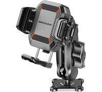 BRCOVAN Anti-Theft Phone Mount Holder with Vibration Dampener [1s Lock & Release] [Camera Friendly] with Aluminum Medium Arm & Square Base, for Car Boat Truck Motorcycle ATV UTV, Fit 5.4-7.2'' Phones