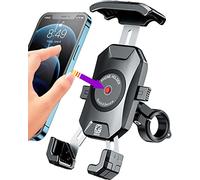 BRCOVAN Bike Phone Holder, Motorbike Phone Mount, One-Touch Automatically Lock Motorcycle Bicycle Phone Mount Holder, Adjustable ATV Scooter Handlebar Phone Cradle Clamp for 4''-7'' Smartphone