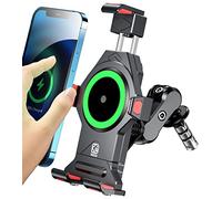 BRCOVAN Metal Motorcycle Fork Stem Phone Mount with Qi 15W Wireless Charger