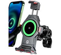 BRCOVAN Metal Motorcycle Phone Mount Holder with Qi 15W Wireless Charger