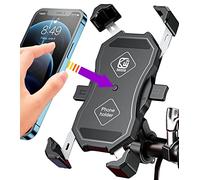 BRCOVAN Motorcycle Phone Mount, Bike Phone Holder, One-Touch Automatically Lock & Quick Release Handlebar Cell Phone Cradle Clamp, ATV Bicycle Scooter Phone Clip Compatible with 4''-6.9'' Cellphone