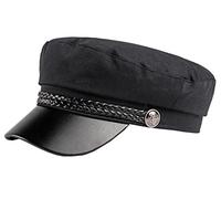 Brcus Men Women Yacht Captain Sailor Hat Newsboy Cabbie Baker Boy Peaked Beret Cap, Black, Medium