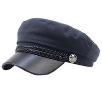 Brcus Men Women Yacht Captain Sailor Hat Newsboy Cabbie Baker Boy Peaked Beret Cap, Navy, Medium