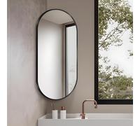 BRCYKRWY Bathroom Wall Mirror Corner Oval,Wall Mounted Suspended Corridor Bathroom Mirror,With Swinging Articulating Arm And Metal Frame,Extendable Bathroom Cosmetic Vanity mirrors(40x70cm)