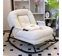 BRCYKRWY Rocking Glider, Nursery & Indoor Reading Chair - 3-Way Adjustable Back, Modern Accent Glider with Padded Cushion