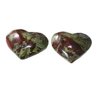 BRDECOR 2pcs Healing Crystal Heart Shaped Love Worry Palm Stone Natural Dragon Blood Jasper Reiki Balancing Thumb Stone Chakra Crystals Valentines Gifts,50~60mm