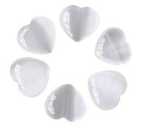 BRDECOR 6 pcs Selenite Heart Shaped Worry Stone Healing Energy Palm Stone for Anxiety and Stress Relief, Meditation, Reiki, Spiritual and Crystal Gifts,30~40mm